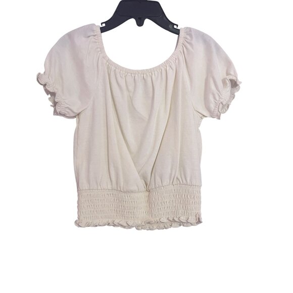 Old Navy Girls XS Smocked Hem Ivory Short Sleeve Top G-7-200-10 - Picture 1 of 3